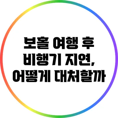 보홀 여행 후 비행기 지연, 어떻게 대처할까?